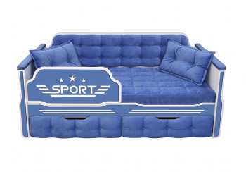 Кровать 160 серии Спорт 2 ящика 85 Синий (подушки) в Северном - severnoe.mebel54.com | фото