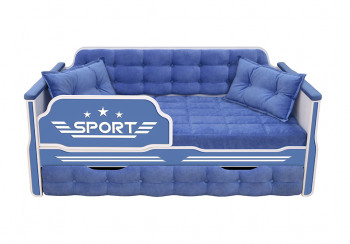 Кровать 180 серии Спорт 1 ящик 85 Синий (подушки) в Северном - severnoe.mebel54.com | фото