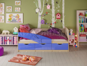 Кровать детская 1,6м Дельфин (Синий металлик) в Северном - severnoe.mebel54.com | фото