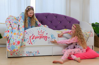 Кровать детская Эльза с бортиком Принцесса Белый/Фиолетовый в Северном - severnoe.mebel54.com | фото