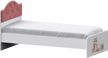 Кровать Каспер с мягкой спинкой и фотопечатью (800х1900)Белый/Светло-розовый в Северном - severnoe.mebel54.com | фото