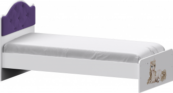 Кровать Каспер с мягкой спинкой и фотопечатью (800х2000)Белый/Фиолетовый в Северном - severnoe.mebel54.com | фото