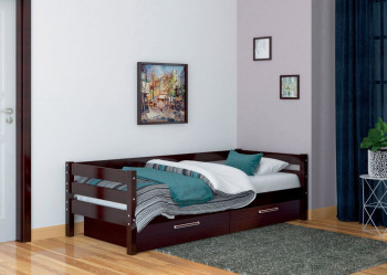 Кровать одинарная ГЛОРИЯ из массива сосны  900*2000 (Орех Тёмный) в Северном - severnoe.mebel54.com | фото