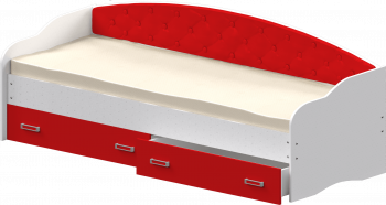 Кровать Софа-7 с мягкой спинкой (800х1900) Белый/Красный в Северном - severnoe.mebel54.com | фото