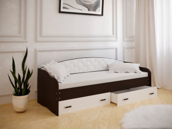 Кровать Софа-7 с мягкой спинкой (800х2000) Венге/ Белый в Северном - severnoe.mebel54.com | фото