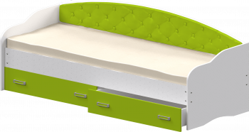 Кровать Софа-8 с мягкой спинкой (900х1900) Белый/Лайм в Северном - severnoe.mebel54.com | фото