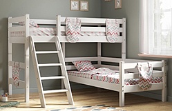 Кровать Соня вариант 8 угловая с наклонной лестницей Белый полупрозрачный в Северном - severnoe.mebel54.com | фото