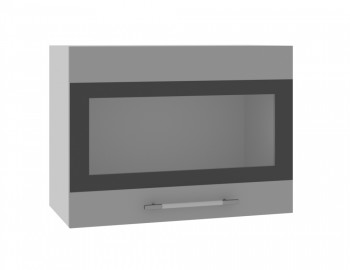 Норд ШВГС 600 Шкаф верхний горизонтальный со стеклом (Софт черный/корпус Белый) в Северном - severnoe.mebel54.com | фото