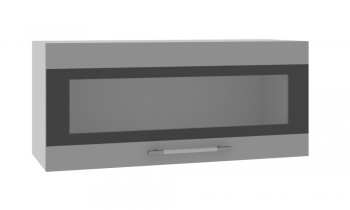 Норд ШВГС 800 Шкаф верхний горизонтальный со стеклом (Софт черный/корпус Белый) в Северном - severnoe.mebel54.com | фото