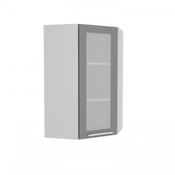 Норд ШВУС 600Н Шкаф верхний угловой (премьер) высокий (Софт черный/корпус Белый) в Северном - severnoe.mebel54.com | фото