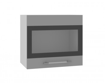 Ройс ВПГСФ 500 Шкаф верхний горизонтальный со стеклом с фотопечатью высокий (Графит софт/корпус Серый) в Северном - severnoe.mebel54.com | фото
