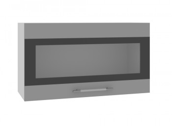 Ройс ВПГСФ 800 Шкаф верхний горизонтальный со стеклом с фотопечатью высокий (Графит софт/корпус Серый) в Северном - severnoe.mebel54.com | фото