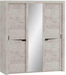 Шкаф трехдверный Соренто с раздвижными дверями Дуб бонифаций/Кофе структурный матовый в Северном - severnoe.mebel54.com | фото