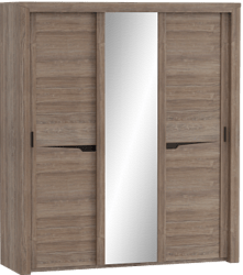 Шкаф трехдверный Соренто с раздвижными дверями Дуб стирлинг/Кофе структурный матовый в Северном - severnoe.mebel54.com | фото